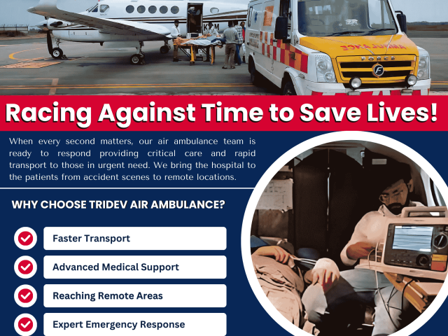 Relocate Immediately by Tridev Air Ambulance Services in Guwahati for an Emergency Solution