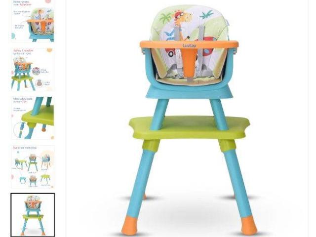 Multifunction 6-in-1 High Chair – Baby High, Booster, Dining Chair (Green & Blue)